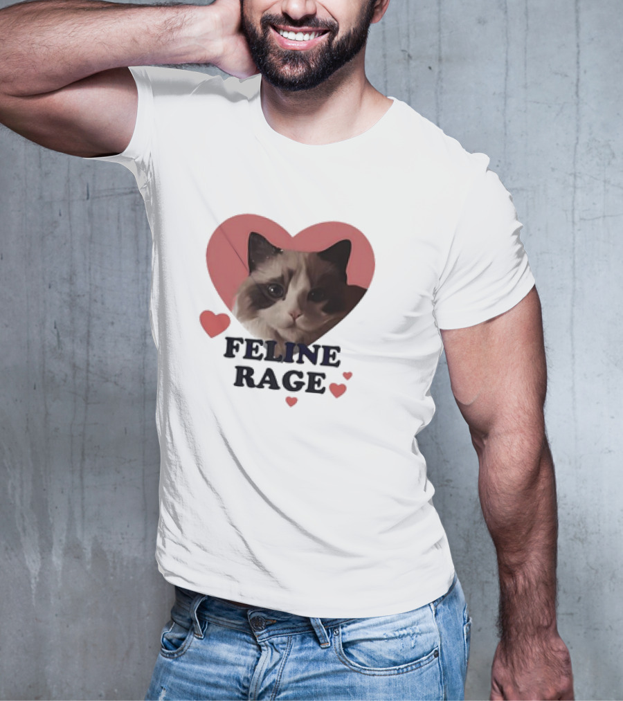 Feline Rage Heart Love Cat T-Shirt