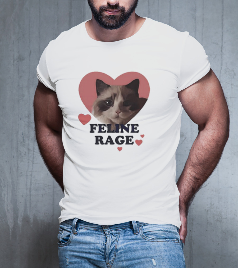 Feline Rage Heart Love Cat T-Shirt