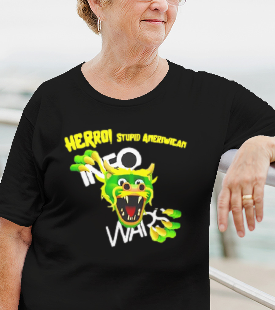 HERROI Stupid American INFO WARS Dragon Face T-Shirt