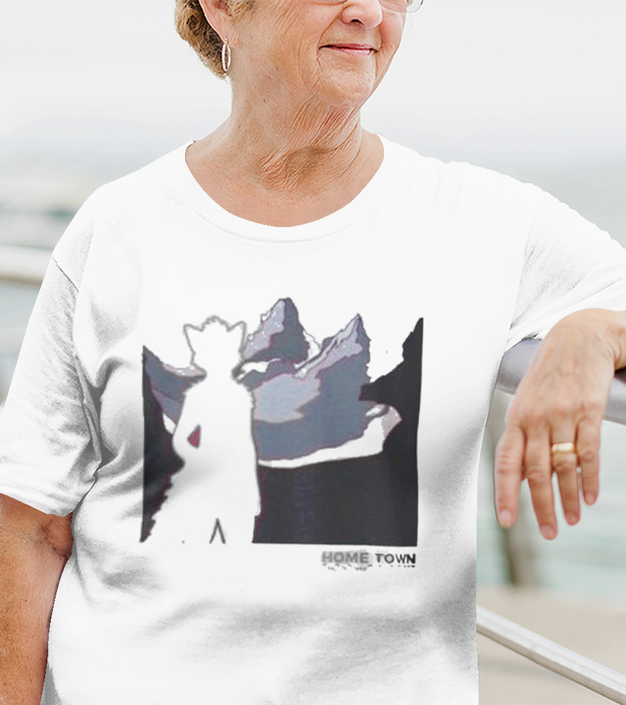 The Fox Nest Store Home Town Silhouette With Mountains Background T-Shirt