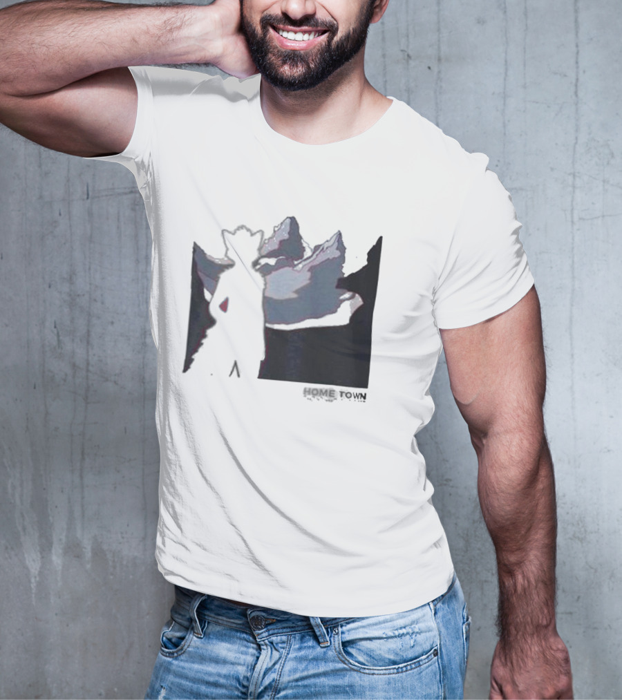 The Fox Nest Store Home Town Silhouette With Mountains Background T-Shirt