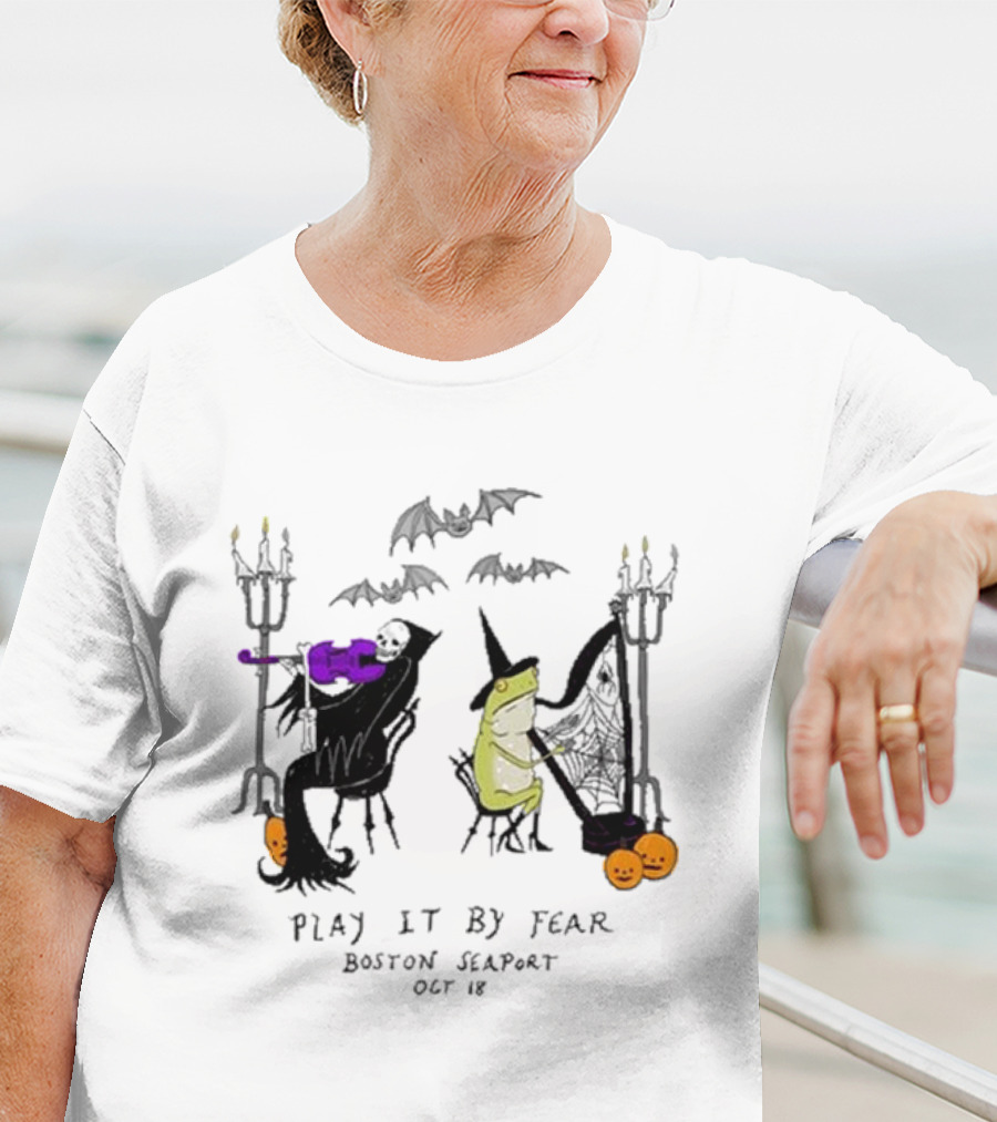 Play It By Fear Bill Crisafi Witch Skeleton Bats Boston Seaport Oct 18 T-Shirt