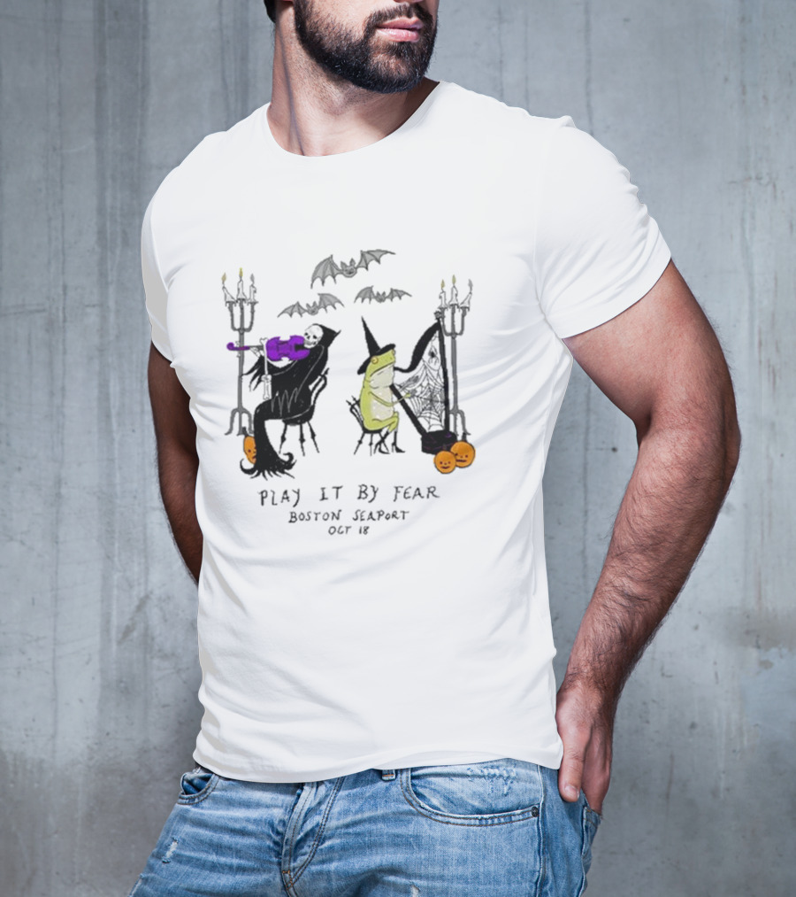 Play It By Fear Bill Crisafi Witch Skeleton Bats Boston Seaport Oct 18 T-Shirt