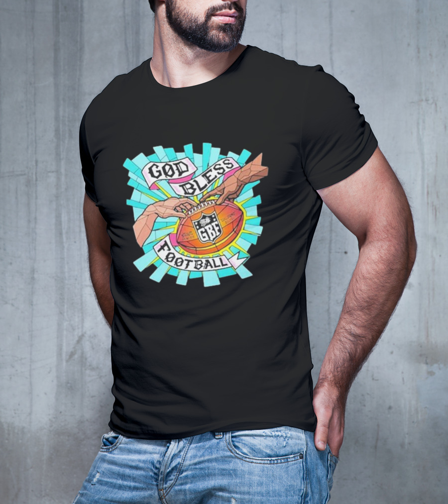 God Bless Football Stained Glass GBF Football Hands Iconic T-Shirt
