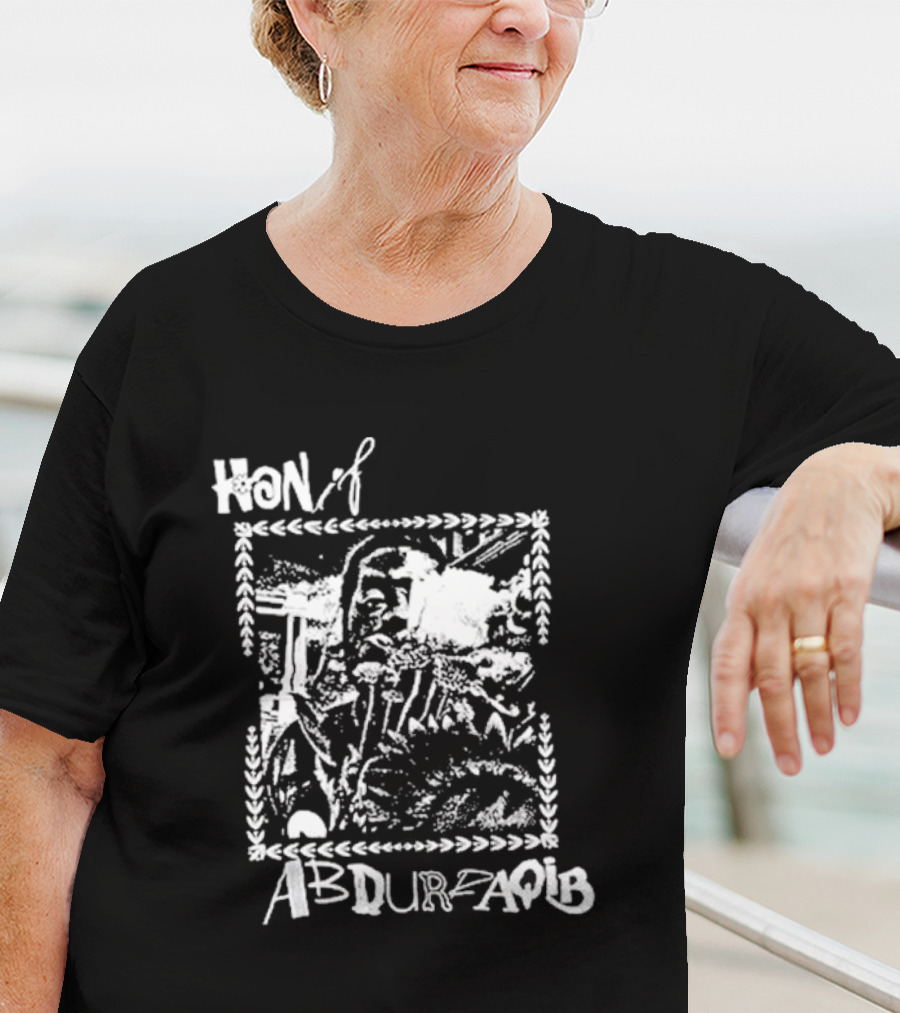 Hanif Abdurraqib Vibrant Monochrome Portrait With Ornamental Border T-Shirt