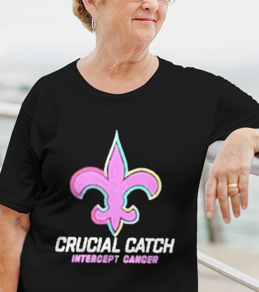 Crucial Catch Intercept Cancer Saints Fleur-de-Lis T-Shirt