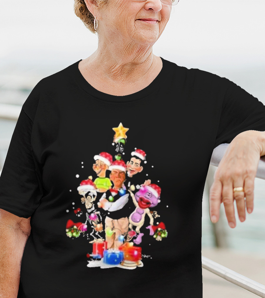 Jeff Dunham Christmas Tree With Characters And Star Holiday T-Shirt