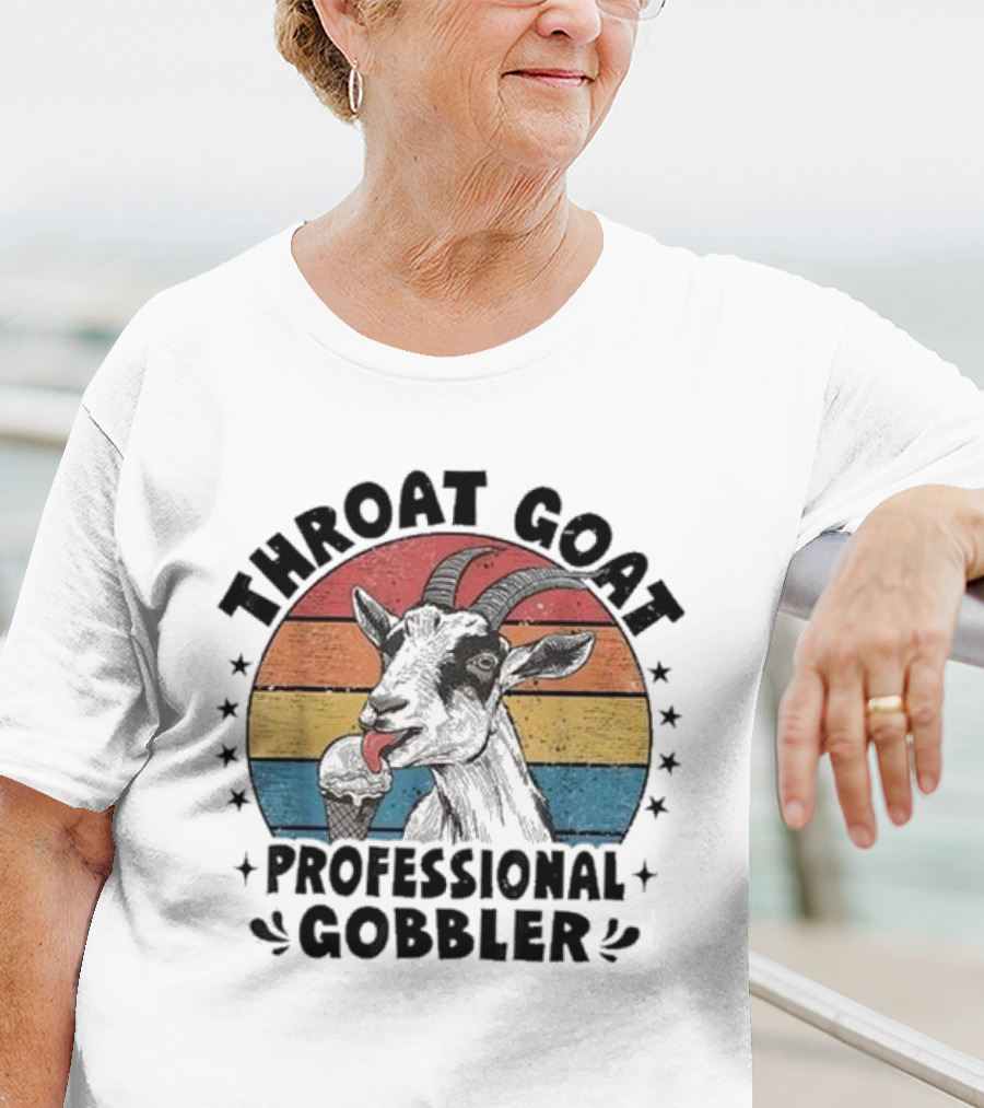 Throat Goat Professional Gobbler Retro Vintage Goat Eating Ice Cream T-Shirt