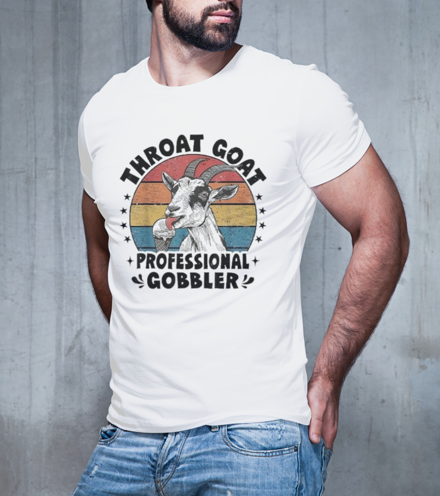 Throat Goat Professional Gobbler Retro Vintage Goat Eating Ice Cream T-Shirt
