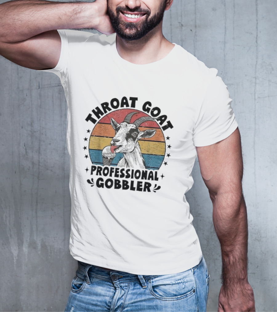 Throat Goat Professional Gobbler Retro Vintage Goat Eating Ice Cream T-Shirt