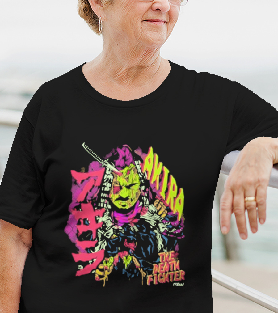 Akira Zombie Samurai Death Fighter In Neon Colors T-Shirt