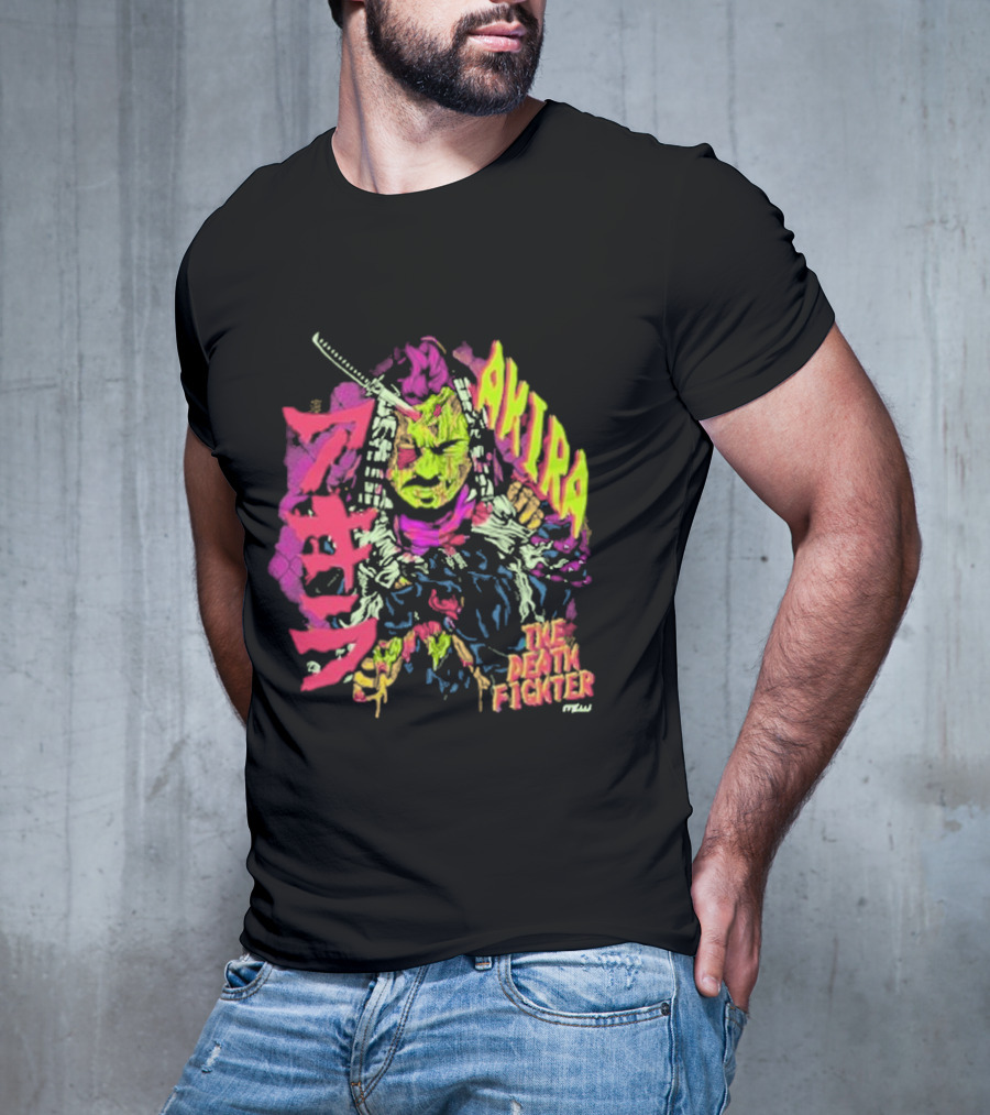 Akira Zombie Samurai Death Fighter In Neon Colors T-Shirt