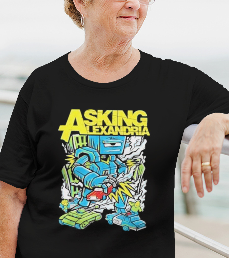 Asking Alexandria Killer Robot Blue And Green Electric Mech T-Shirt