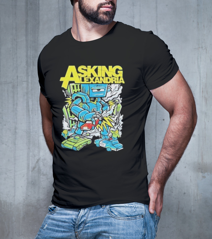 Asking Alexandria Killer Robot Blue And Green Electric Mech T-Shirt
