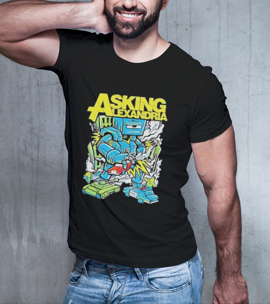 Asking Alexandria Killer Robot Blue And Green Electric Mech T-Shirt