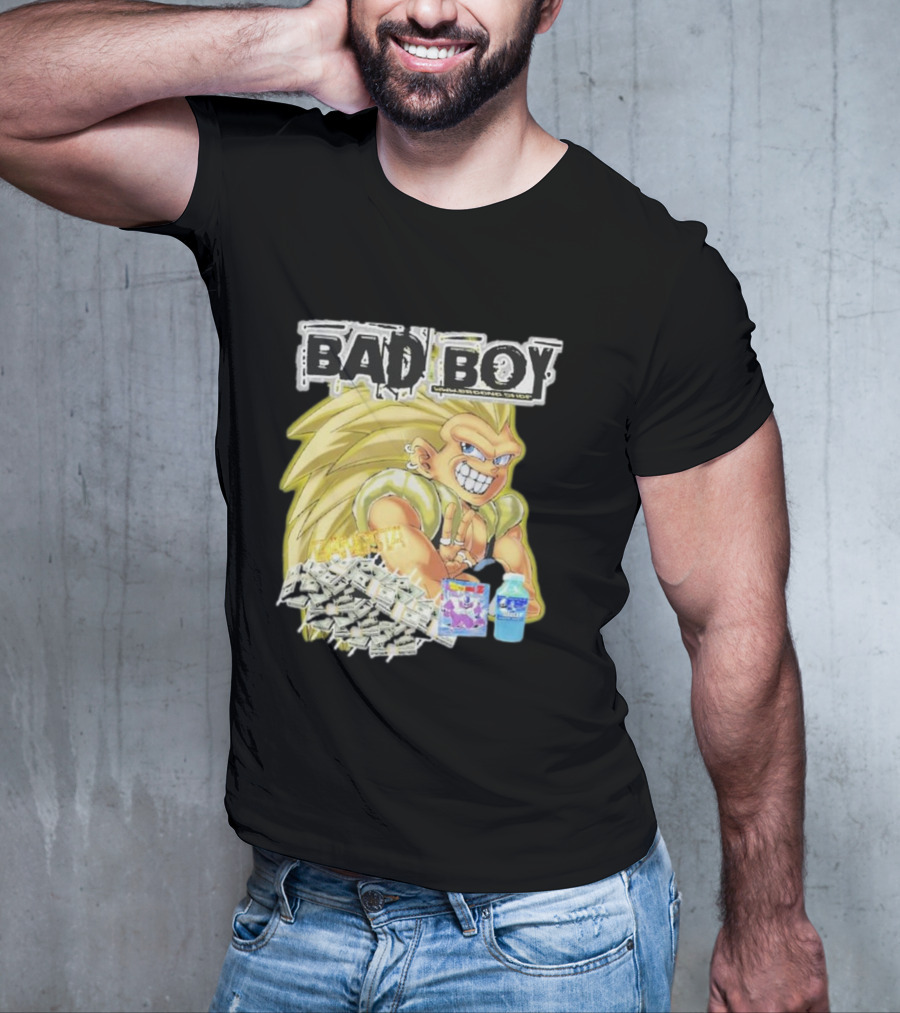 BAD BOY Sparking 2 Gotenks With Money And Blue Drink T-Shirt