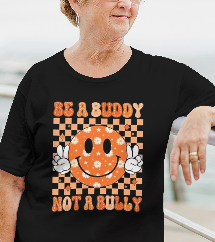 Be A Buddy Not A Bully Unity Day Orange Peace Sign Smile Face T-Shirt