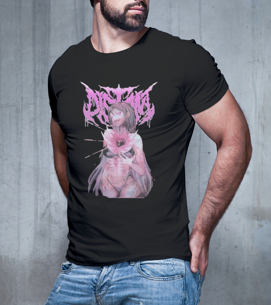 Distant Pink Anime Character With Heart Tattoo T-Shirt