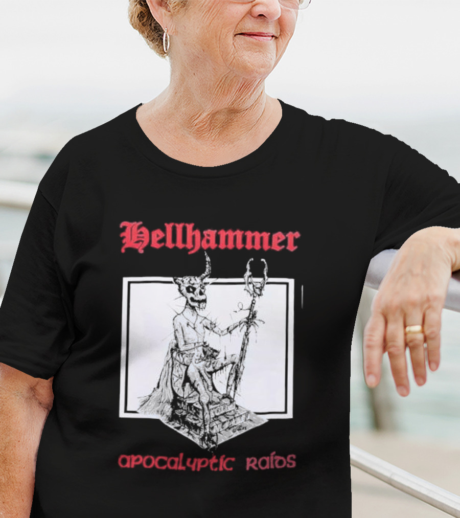 Hellhammer Apocalyptic Raids Horned Figure With Runes T-Shirt