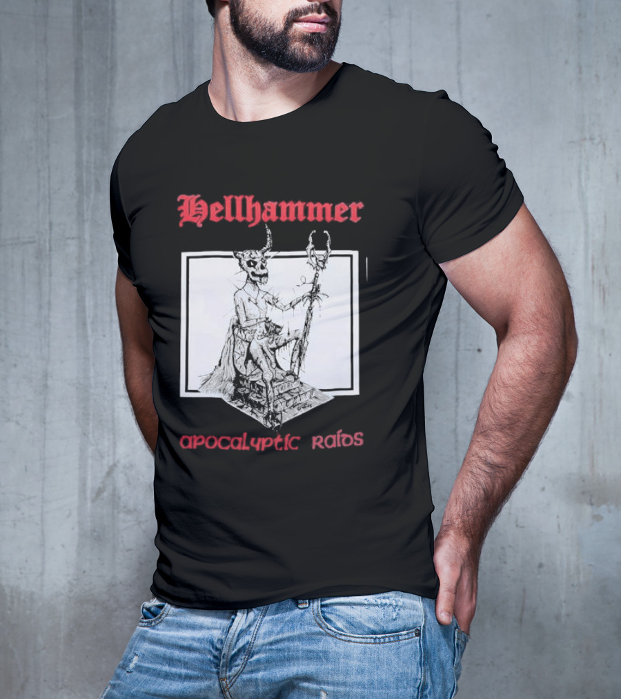 Hellhammer Apocalyptic Raids Horned Figure With Runes T-Shirt