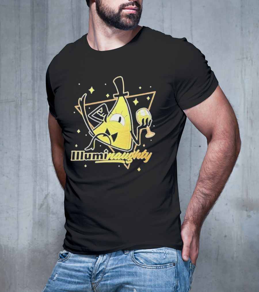 Illuminati Illuminaughty Triangle Cartoon With Wine Glass T-Shirt