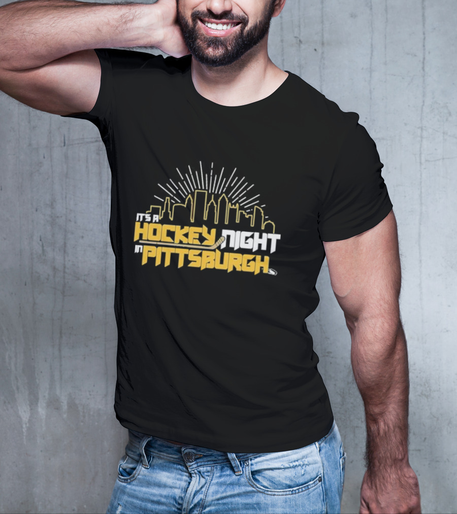 It's A Hockey Night In Pittsburgh Yinz Skyline T-Shirt