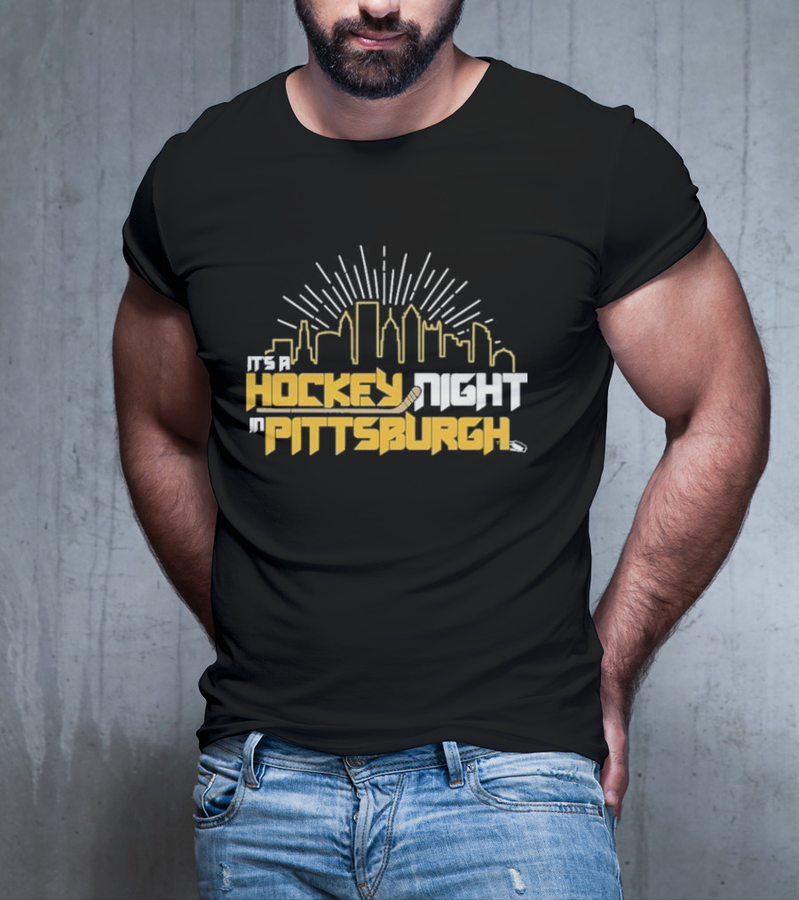 It's A Hockey Night In Pittsburgh Yinz Skyline T-Shirt