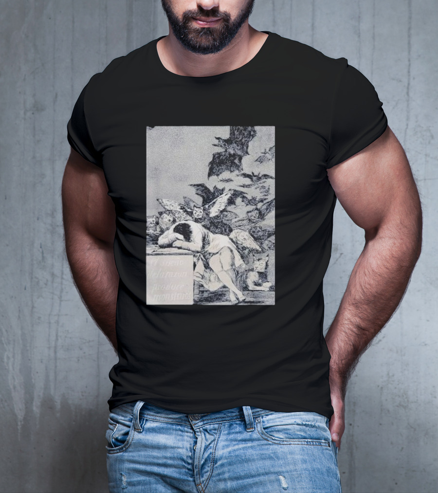 Francisco Goya The Sleep Of Reason Produces Monsters Artwork Scene With Bats And Owls T-Shirt