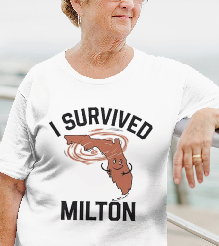 I Survived Milton Florida Super Storm Swirling Cartoon Map T-Shirt