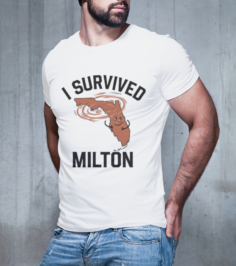 I Survived Milton Florida Super Storm Swirling Cartoon Map T-Shirt