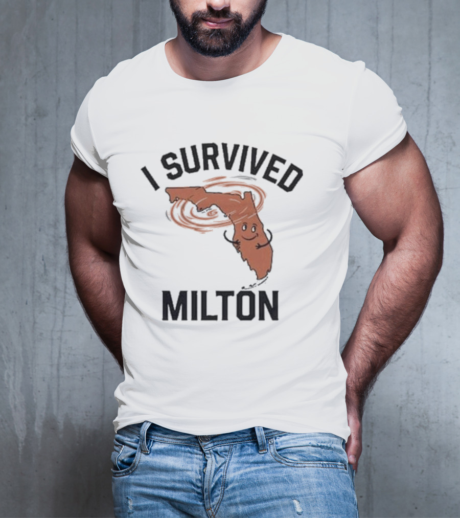 I Survived Milton Florida Super Storm Swirling Cartoon Map T-Shirt