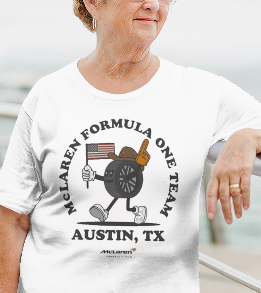 Mclaren Formula One Team Austin TX American Flag Tire Character T-Shirt
