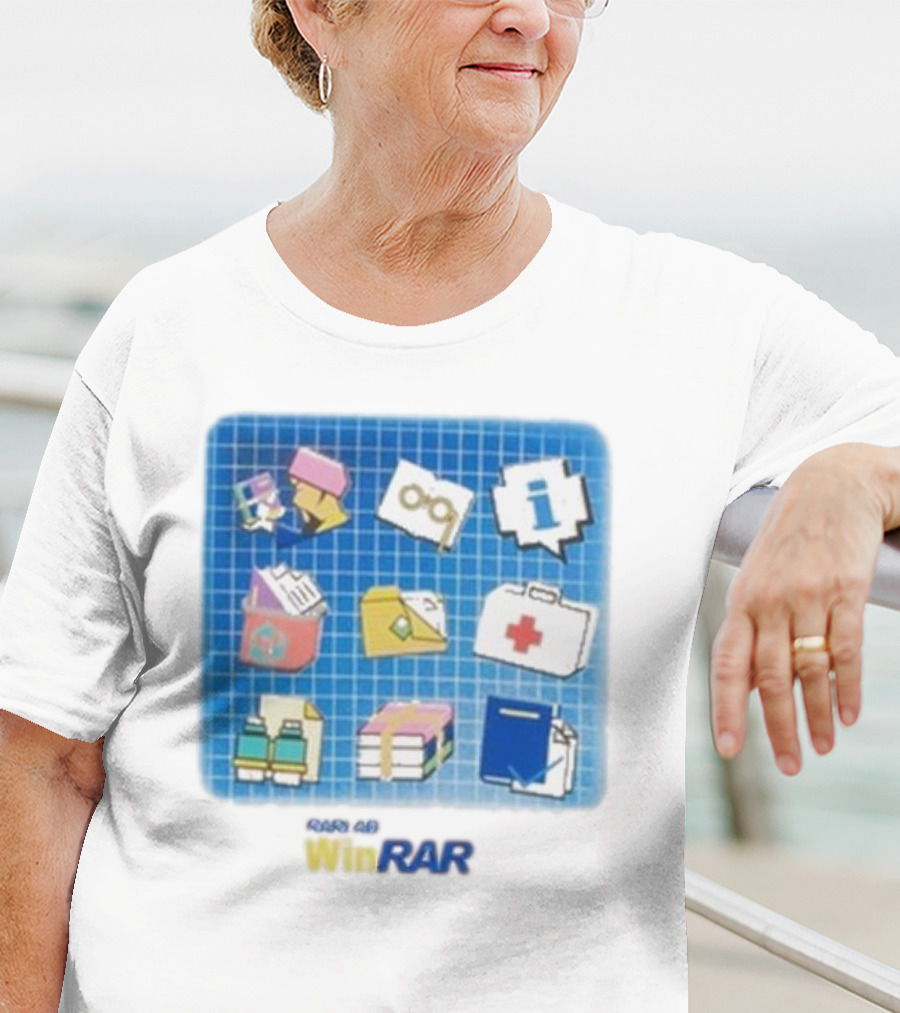 WinRAR Software Update Icon Grid With Colorful Symbols T-Shirt