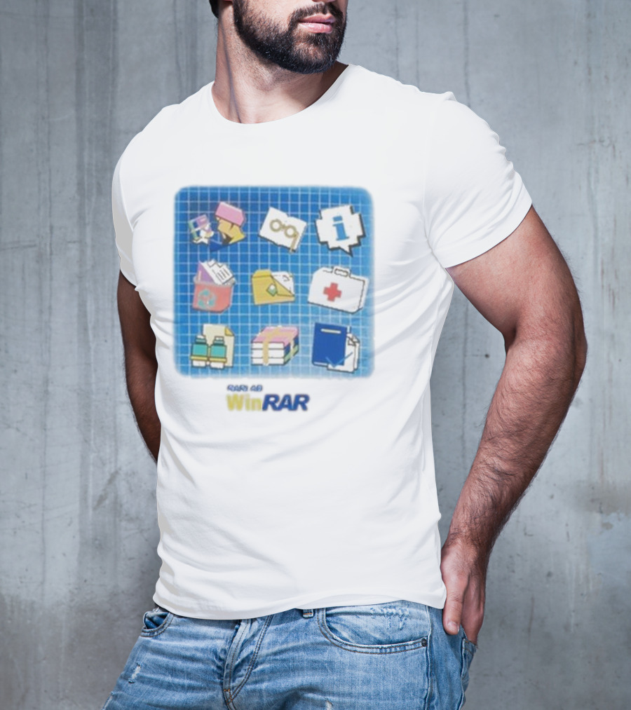 WinRAR Software Update Icon Grid With Colorful Symbols T-Shirt