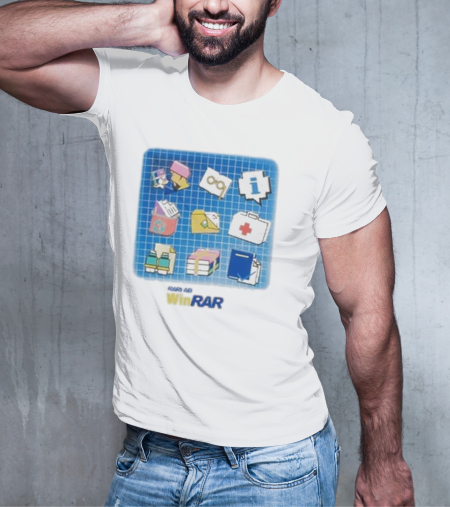 WinRAR Software Update Icon Grid With Colorful Symbols T-Shirt