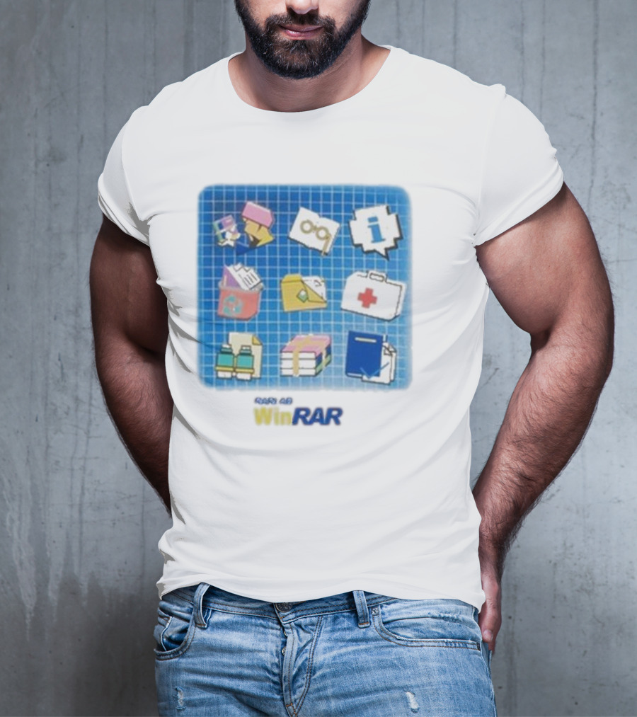WinRAR Software Update Icon Grid With Colorful Symbols T-Shirt