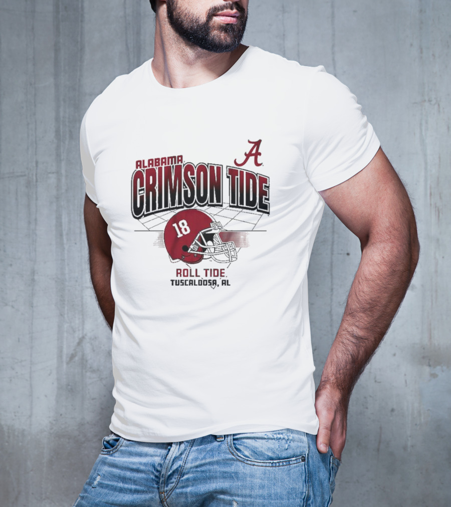 Alabama Crimson Tide Roll Tide Tuscaloosa AL Helmet 18 Football Grid T-Shirt
