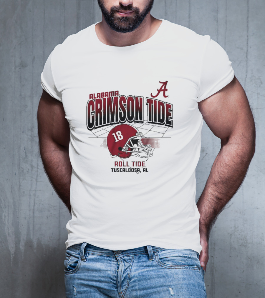 Alabama Crimson Tide Roll Tide Tuscaloosa AL Helmet 18 Football Grid T-Shirt
