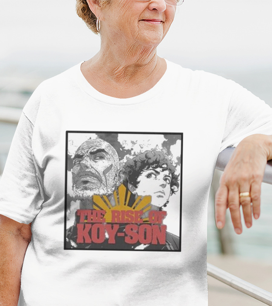 The Rise Of Koy-Son Jo Koy Anime Style Featuring Bold Portraits And Yellow Sun T-Shirt
