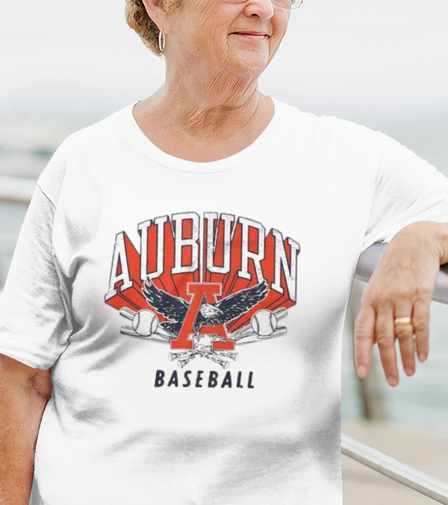 Auburn University Baseball Eagle Logo With Bats And Baseballs T-Shirt