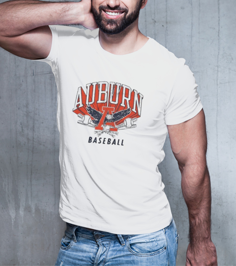 Auburn University Baseball Eagle Logo With Bats And Baseballs T-Shirt