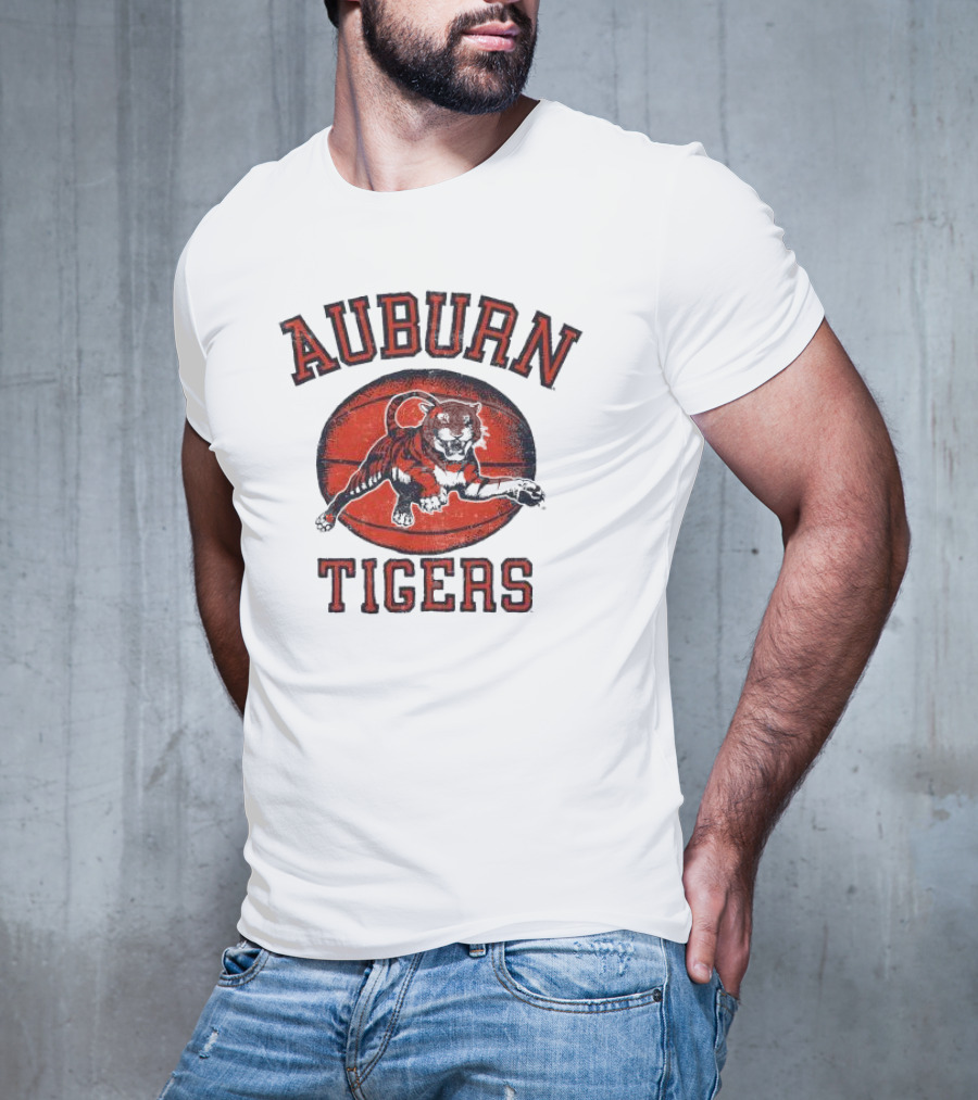 Auburn Tigers Vintage Basketball Tiger Ball T-Shirt