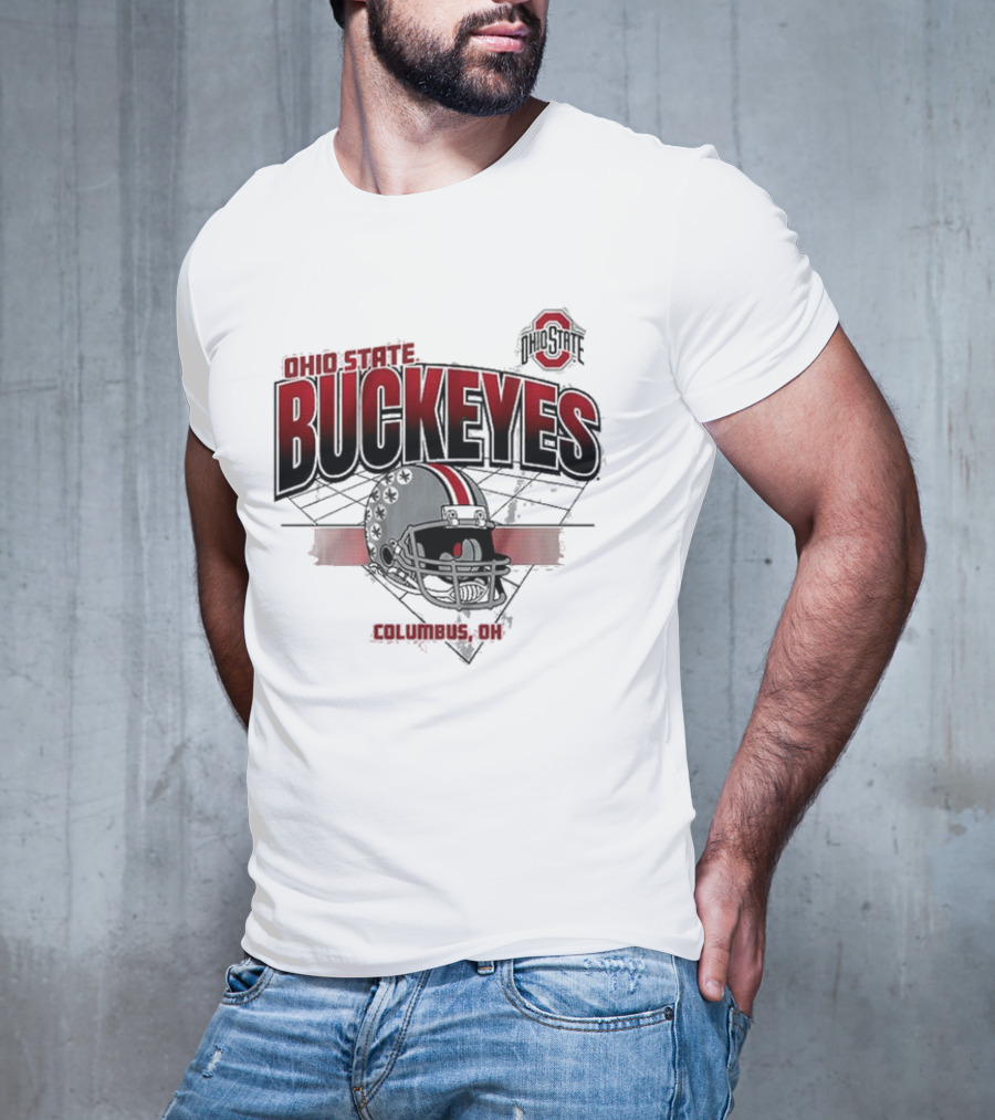 Ohio State Buckeyes Football Helmet Columbus OH Grid T-Shirt