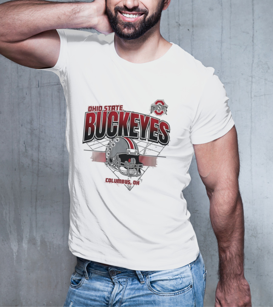 Ohio State Buckeyes Football Helmet Columbus OH Grid T-Shirt