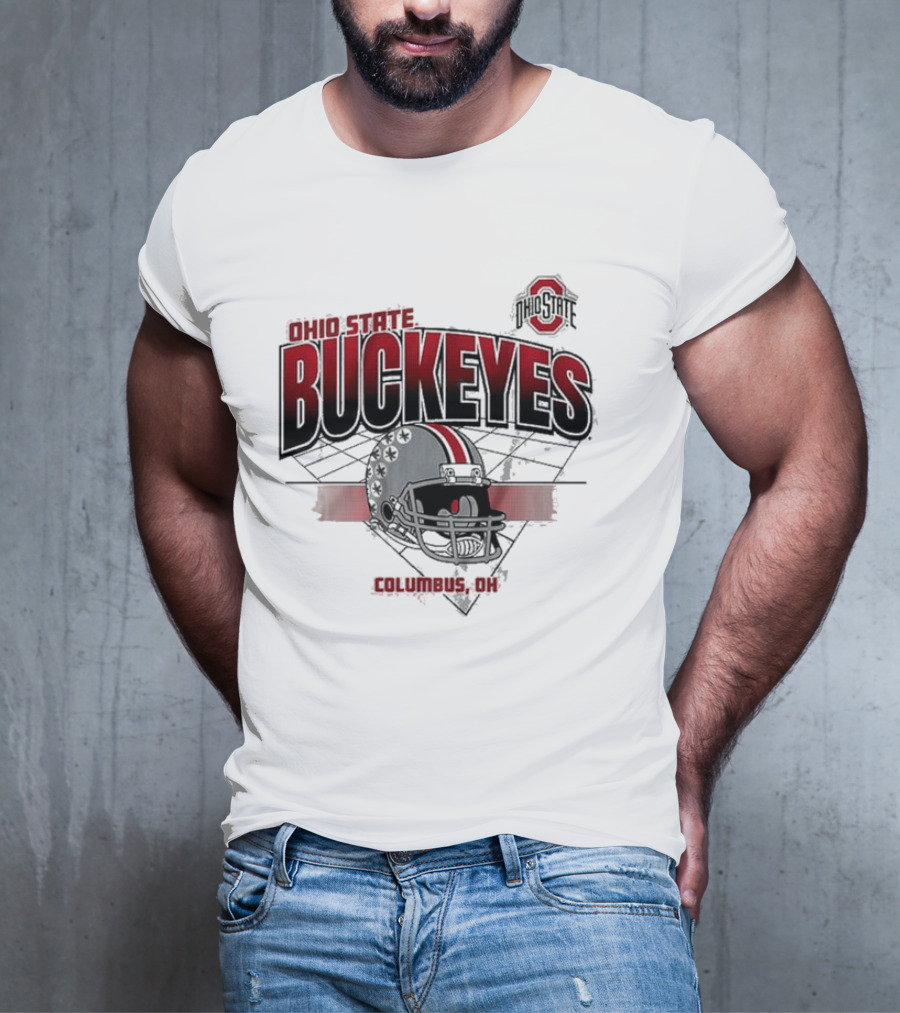 Ohio State Buckeyes Football Helmet Columbus OH Grid T-Shirt
