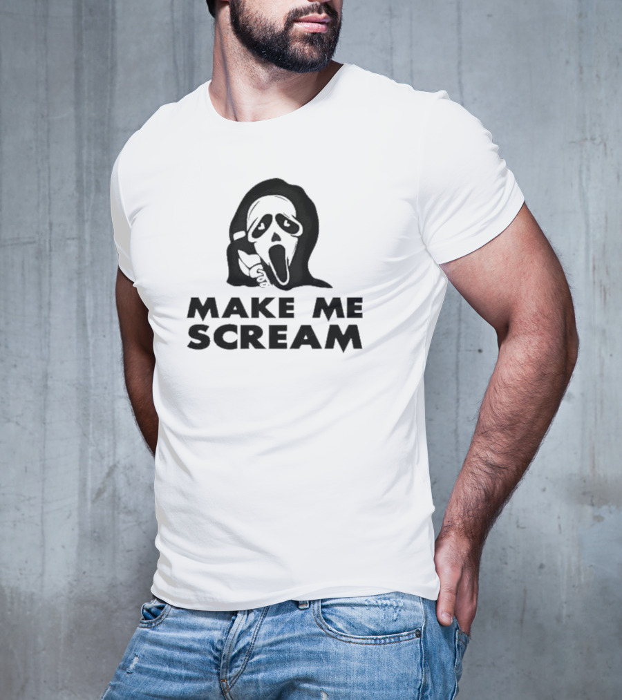 Self Proclaimed Store Ghostface Make Me Scream Horror Mask T-Shirt