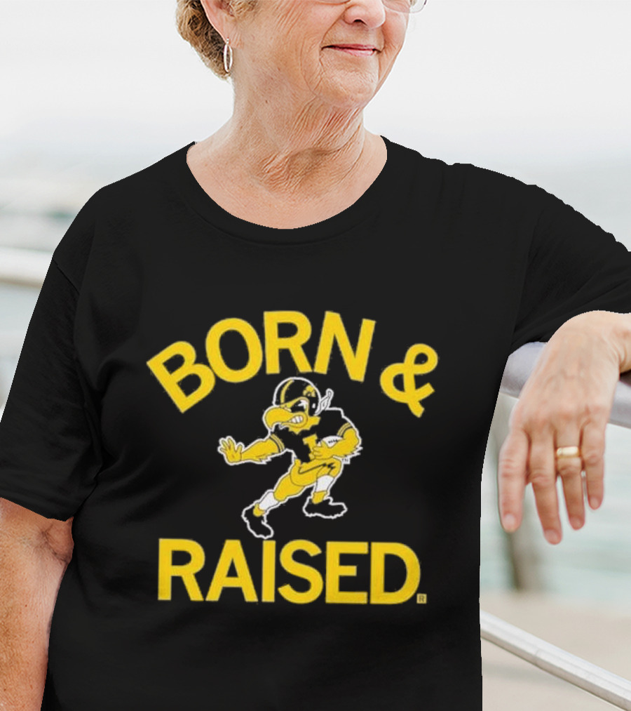Hawkeyes Born And Raised Vintage Heavyweight Football T-Shirt