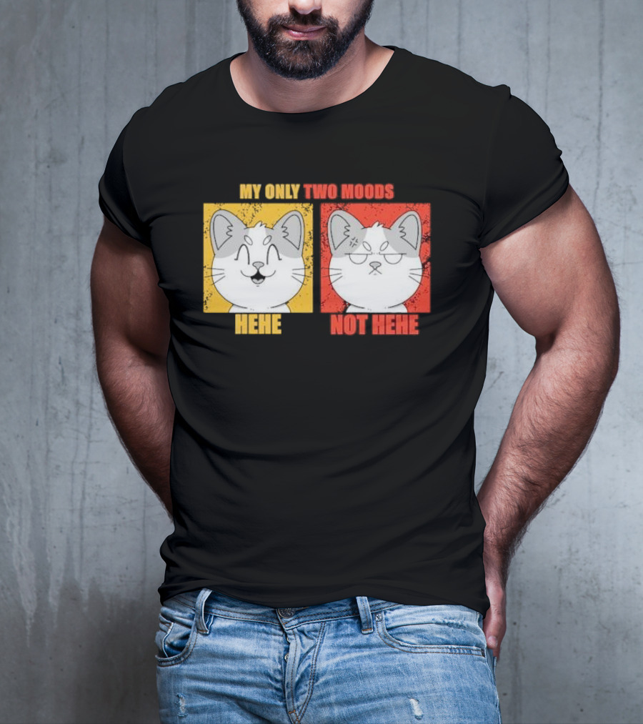 MY ONLY TWO MOODS HEHE NOT HEHE Cat Emojis T-Shirt