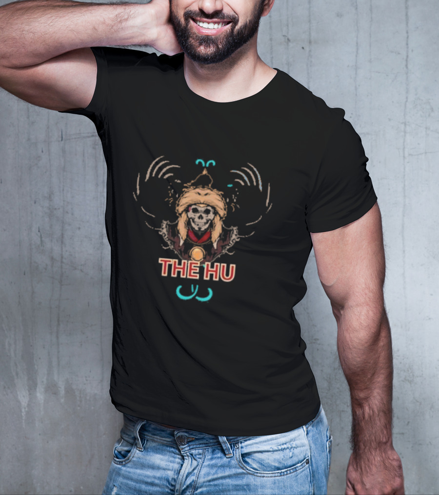 The Hu Skull Design With Mongolian Headdress And Text T-Shirt