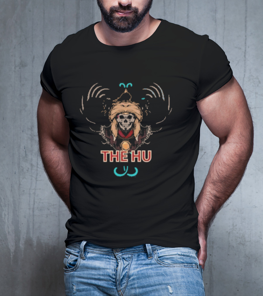 The Hu Skull Design With Mongolian Headdress And Text T-Shirt